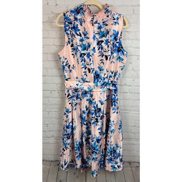 JESSICA HOWARD pink blue floral fit & flare sleeveless dress size 14 NWOT - Picture 9 of 10